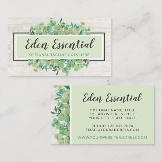 Eukalyptus und Rustikaler Öko Visitenkarte (Vorne/Hinten)