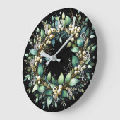Eukalyptus und Snowberries Kreidekhalle Große Wanduhr (Winkel)