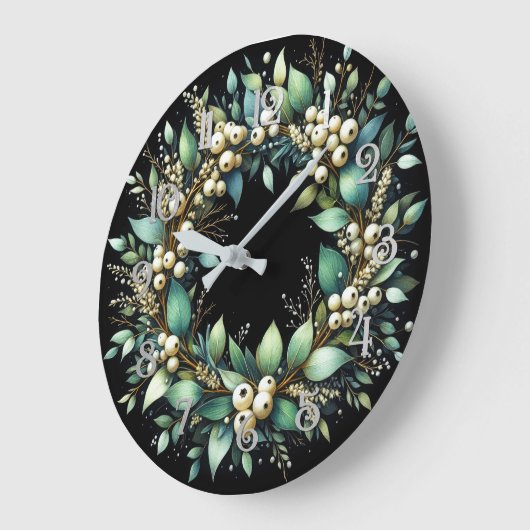 Eukalyptus und Snowberries Kreidekhalle Große Wanduhr (Winkel)