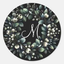 Eukalyptus und Snowberries Wasserfarbe Runder Aufkleber
