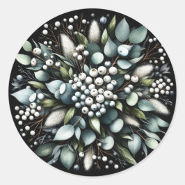 Eukalyptus und Snowberries Wasserfarbe Runder Aufkleber