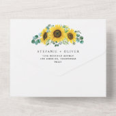 Eukalyptus und Sonnenblumen All In One Einladung (Rückseite)