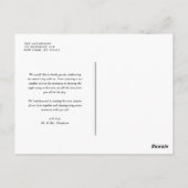 Eukalyptus und Sonnenblumen Hochzeit danke Postkarte (Rückseite)