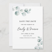 Eukalyptus unique Modern Elegante minimalistisch Save The Date (Vorderseite)