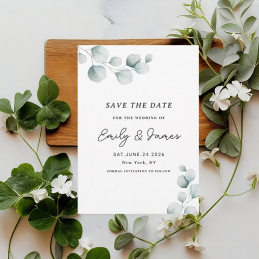 Eukalyptus unique Modern Elegante minimalistisch Save The Date