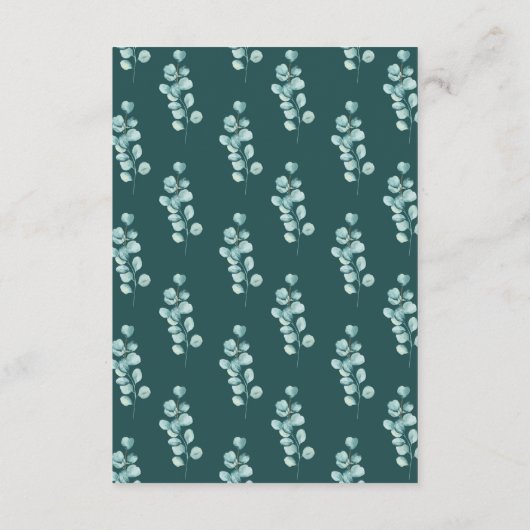 Eukalyptus Unterkunft Hochzeitsminze Blätter Begleitkarte (Rückseite)