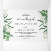 Eukalyptus-Vegetation| Grüne Leaf-Hochzeit Dreifach Gefaltete Einladung (Innenseite Mitte)