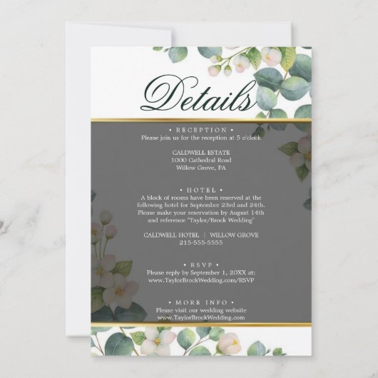 Eukalyptus Vellum Overlay Wedding Einladung (Rückseite)