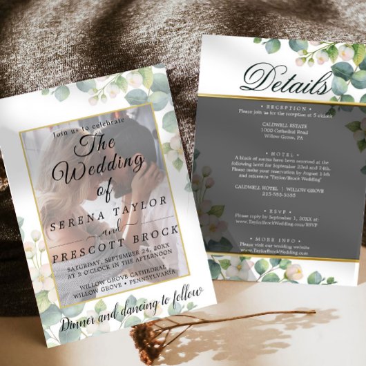 Eukalyptus Vellum Overlay Wedding Einladung