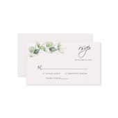 Eukalyptus Verlass Greenerity Wedding RSVP Card Mitteilungskarte (Vorderseite/Rückseite Beispiel)