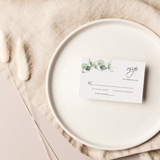 Eukalyptus Verlass Greenerity Wedding RSVP Card Mitteilungskarte
