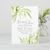 Eukalyptus verlasse Aquarellfarben-Brautparty Einladung (Stehend Vorderseite)