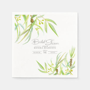 Eukalyptus verlasse Aquarellgrün Brautparty Serviette
