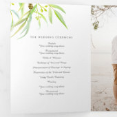 Eukalyptus verlasse Aquarellgrün Foto Hochzeit Dreifach-gefaltete Programmkarte (Innen Erste Seite)