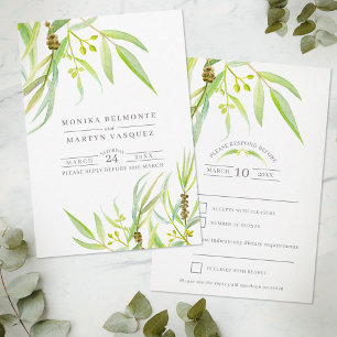 Eukalyptus verlasse Aquarellgrün RSVP Karte