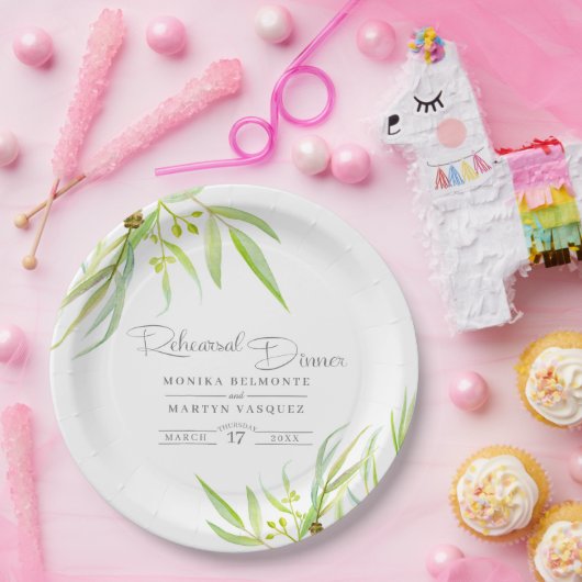 Eukalyptus verlasse Aquarellkunst Probe Pappteller (Party)