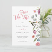 Eukalyptus Verlasse Blume Save the Date Einladung (Stehend Vorderseite)