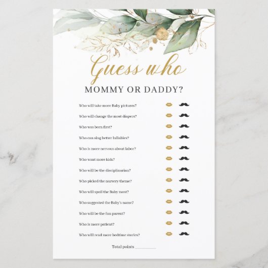 Eukalyptus verlasse Boho Mommy oder Papdy Game (Vorderseite)