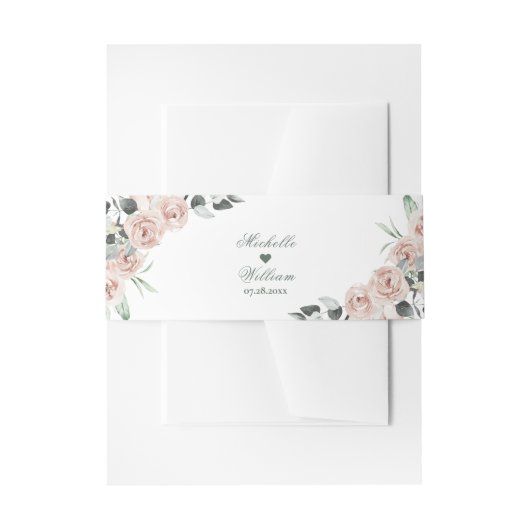 Eukalyptus Verlasse Dusty Rose Floral Wedding Einladungsbanderole (Vorderseite Beispiel)