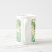 Eukalyptus Verlasse ein grünes und goldenes Design Porzellantasse (Rückseite)