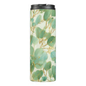 Eukalyptus Verlasse ein grünes und goldenes Design Thermosbecher (Rückseite)