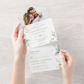 Eukalyptus verlasse elegantes Grün romantisches Fo All In One Einladung (Abreißen)