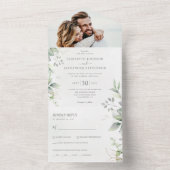 Eukalyptus verlasse elegantes Grün romantisches Fo All In One Einladung (Innen Boden)