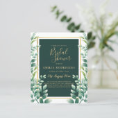 Eukalyptus Verlasse GOLD Bridal Dusche Einladung (Stehend Vorderseite)