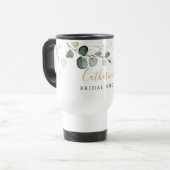 Eukalyptus Verlasse Gold Floral, Ihr Name Kaffee C Reisebecher (Vorderseite Links)