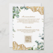 Eukalyptus Verlasse Gold Lace QR Code Muslim Weddi Einladung (Rückseite)