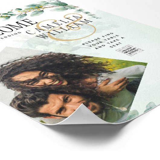 Eukalyptus Verlasse GOLD WEDD QR CODE BUDGET Poster (Ecke)