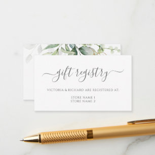 Eukalyptus Verlasse Greenery Wedding Gift Registry Begleitkarte