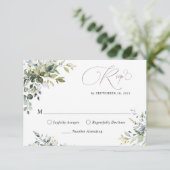 Eukalyptus Verlasse Greenery Wedding RSVP Card Einladung (Stehend Vorderseite)
