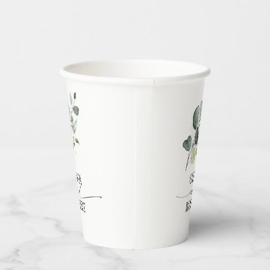 Eukalyptus Verlasse Grüne Elegant Minimalistisch Pappbecher (Rechts)