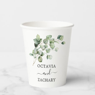 Eukalyptus Verlasse Grüne Elegant Minimalistisch Pappbecher