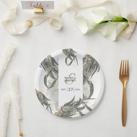 Eukalyptus Verlasse Grüne Hochzeit Pappteller (Hochzeit)
