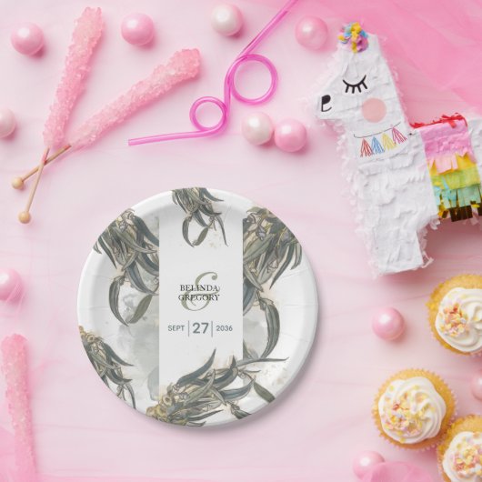 Eukalyptus Verlasse Grüne Hochzeit Pappteller (Party)