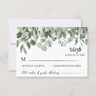 Eukalyptus Verlasse Grüne Hochzeit RSVP Karte