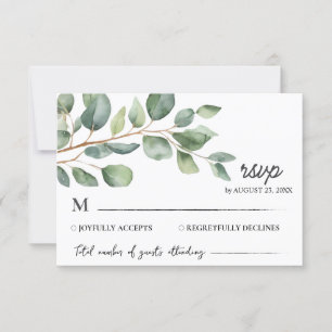 Eukalyptus Verlasse Grüne Hochzeit RSVP Karte