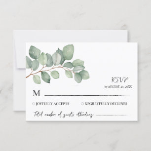 Eukalyptus Verlasse Grüne Hochzeit RSVP Karte