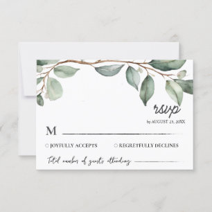 Eukalyptus Verlasse Grüne Hochzeit RSVP Karte