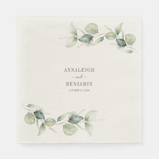 Eukalyptus Verlasse Grüne Hochzeit Serviette (Vorderseite)