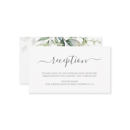 Eukalyptus Verlasse Grüne Hochzeitsempfehlung Begleitkarte (Vorderseite/Rückseite Beispiel)