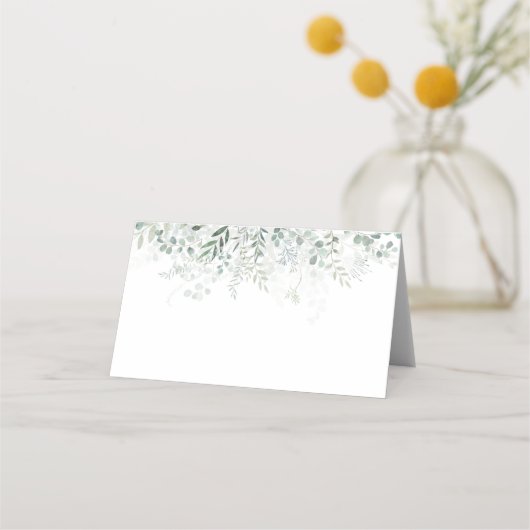 Eukalyptus Verlasse Grünpflanzen Elegant Platzkarte (Vorderseite)