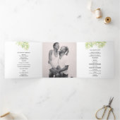 Eukalyptus verlasse Hochzeit mit grünem Aquarell Dreifach-gefaltete Programmkarte (Innenseite)