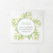 Eukalyptus verlasse Hochzeit mit grünem Aquarell Dreifach-gefaltete Programmkarte (Cover)
