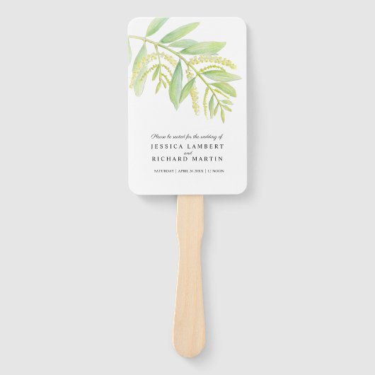 Eukalyptus verlasse Hochzeit mit grünem Aquarell Fächer (Vorderseite)