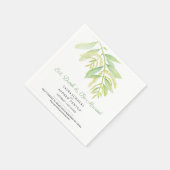 Eukalyptus verlasse Hochzeit mit grünem Aquarell Serviette (Ecke)