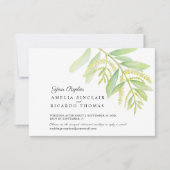 Eukalyptus verlasse Hochzeit mit grünem Wasser RSVP Karte (Vorderseite)