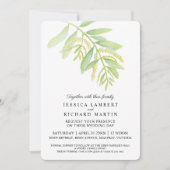 Eukalyptus verlasse Hochzeitsempfang für grünes Wa Einladung (Vorderseite)